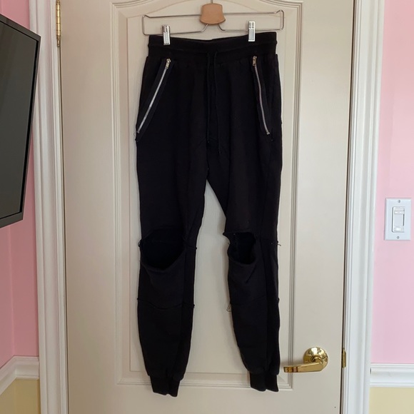 Distressed Black Joggers - Picture 1 of 8